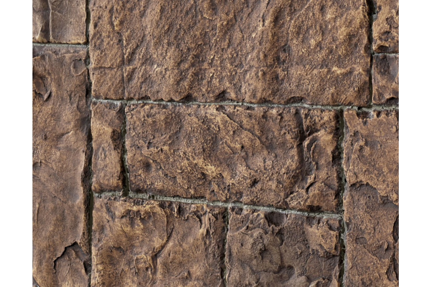 Hand Cut Block Faux Wall Panels Interlock - Tan Gray Grout